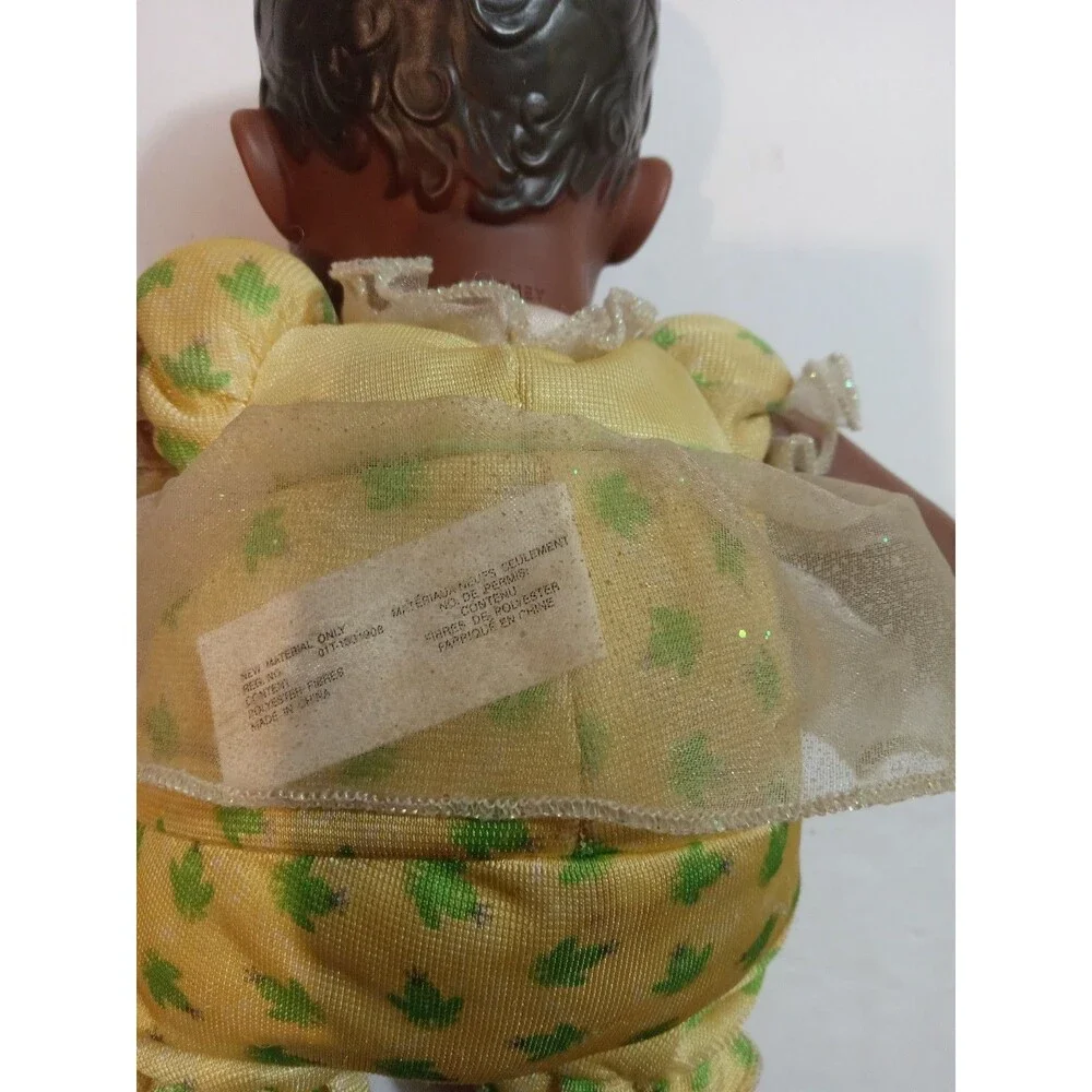 Disney Princess & Frog Black Baby Doll Soft Body Molded Hair Yellow Outfit